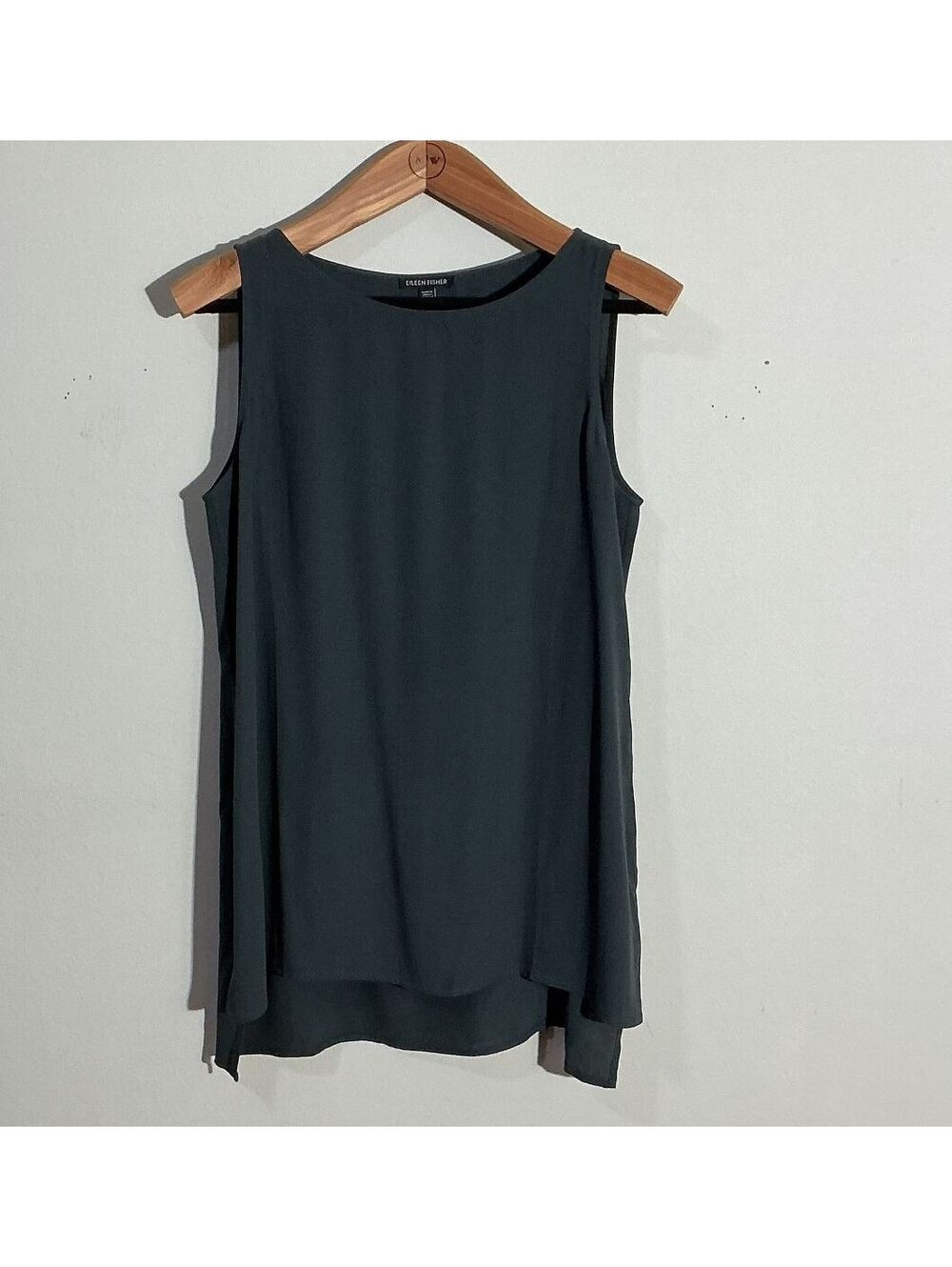 Eileen Fisher Silk Georgette Crepe Ballet Neck Long Tunic Tank, S/P